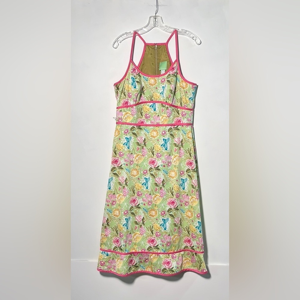 CITRINE Resort Boho Party Coquette Multi Floral Stretch Cotton Racer Midi 12